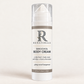 RENATURALS Bakuchiol Body Cream, ylang neroli bergamot, in a white airless pump bottle with a clear cap and an ivory, taupe and soft-gold Botanical R label.
