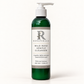 RENATURALS Wild Rose Gentle Cleanser in a green bottle with a white pump and an ivory, taupe and soft-gold Botanical R label on a smooth ivory background.